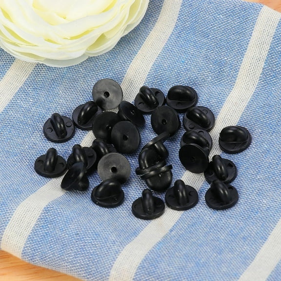 ROSENICE 200Pcs Black Pin Backs for Home and Shop Use with Locking Clasp for Brooches and Citation Bars