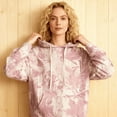 thumbnail image 3 of Camo Hoodies Cute Sweatshirt Pink Maple Leaf Print Sweatshirts Classic Pullover with Pocket for Women (Size:S-2XL), 3 of 5