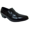 DItalo 5634 Mens BLACK Leather Comfort CUBAN HEEL Slip On Fashion Dress Shoe (10.5)