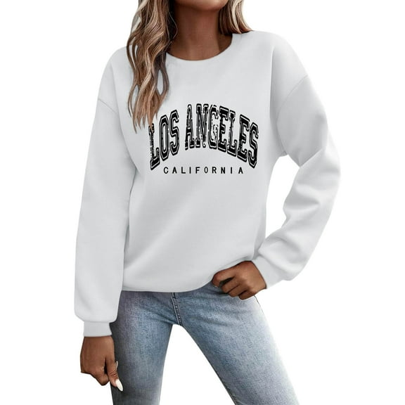 Bibifish Womens Sweatshirts Casual Letter Print Crewneck Sweatshirts Oversized Fit Casual Fall Winter Daily Wear Trendy Stylish Sweatshirt