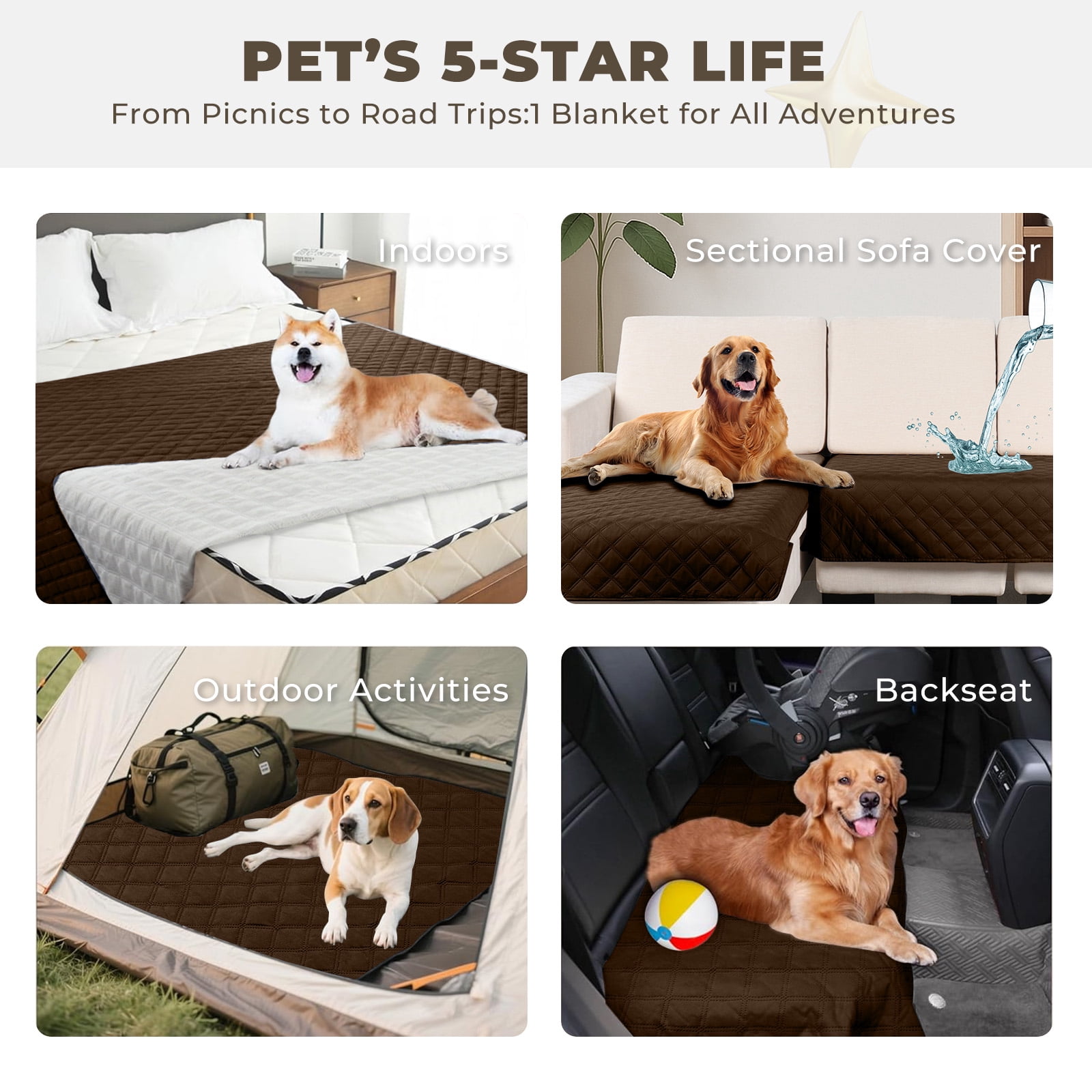 Sanmadrola Sofa Slipcovers Couch Cover Anti-Scratch Waterproof Washable Polyester Dog Bed Sofa Slipcovers, Brown