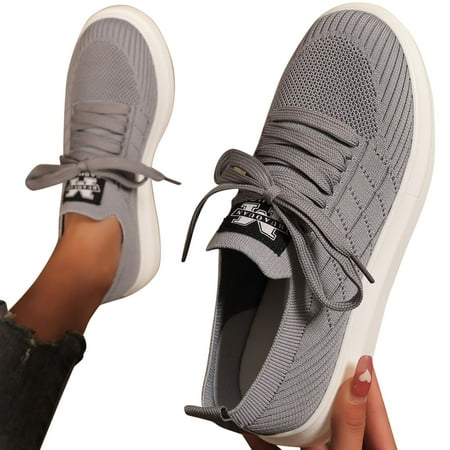 

Quealent Running Shoes For Women Women s Walking Shoes Slip-on - Sock Sneakers Ladies Nursing Work Cushion Mesh Casual Running Jogging Shoes Gray 9.5