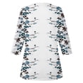 thumbnail image 5 of LEAVINGSUO Blouses for Women Clearance Women's Fashion T-Shirt Floral Printed Lace Three Quarter Sleeve Blouse V-Neck Casual Tops, 5 of 5