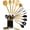 Glossy Black and Gold, variant on White Utensil Holder with Built-In Ceramic Spoon Rest - 2 PC Luxe White & Gold Utensil Holder for Countertop Includes Large Utensil Holder & White and Gold Spoon Rest - Utensils Not Included