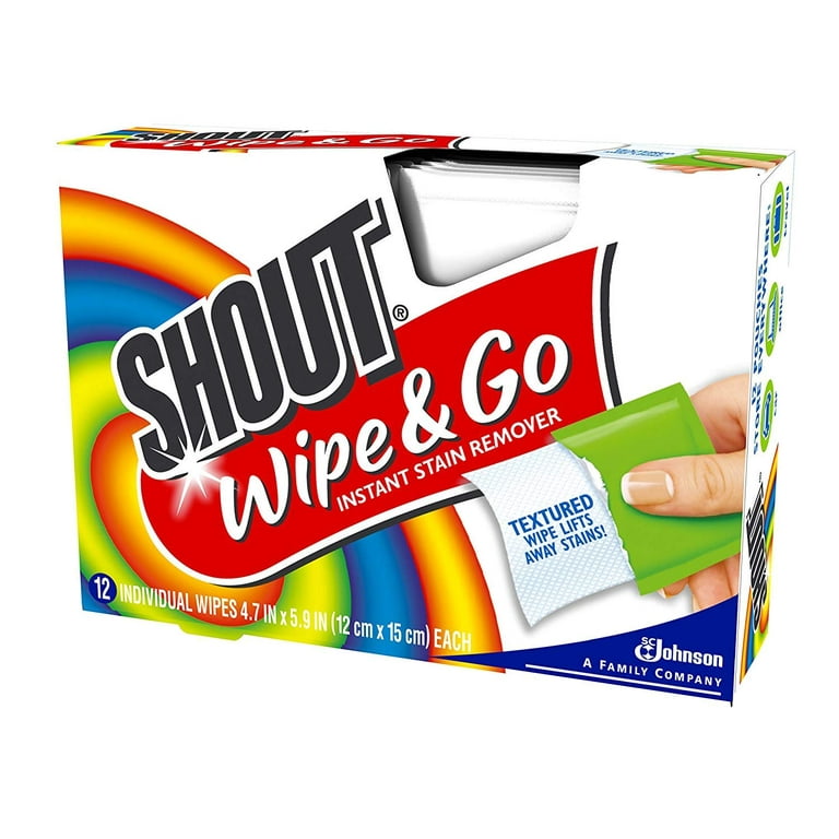 Shout Wipe & Go Instant Stain Remover Wipes, 12 CT (8 Packs of 12) 