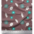 thumbnail image 2 of Soimoi Rayon Fabric Star & Holly Leaves Print Sewing Fabric Yard 42 Inch Wide, 2 of 3
