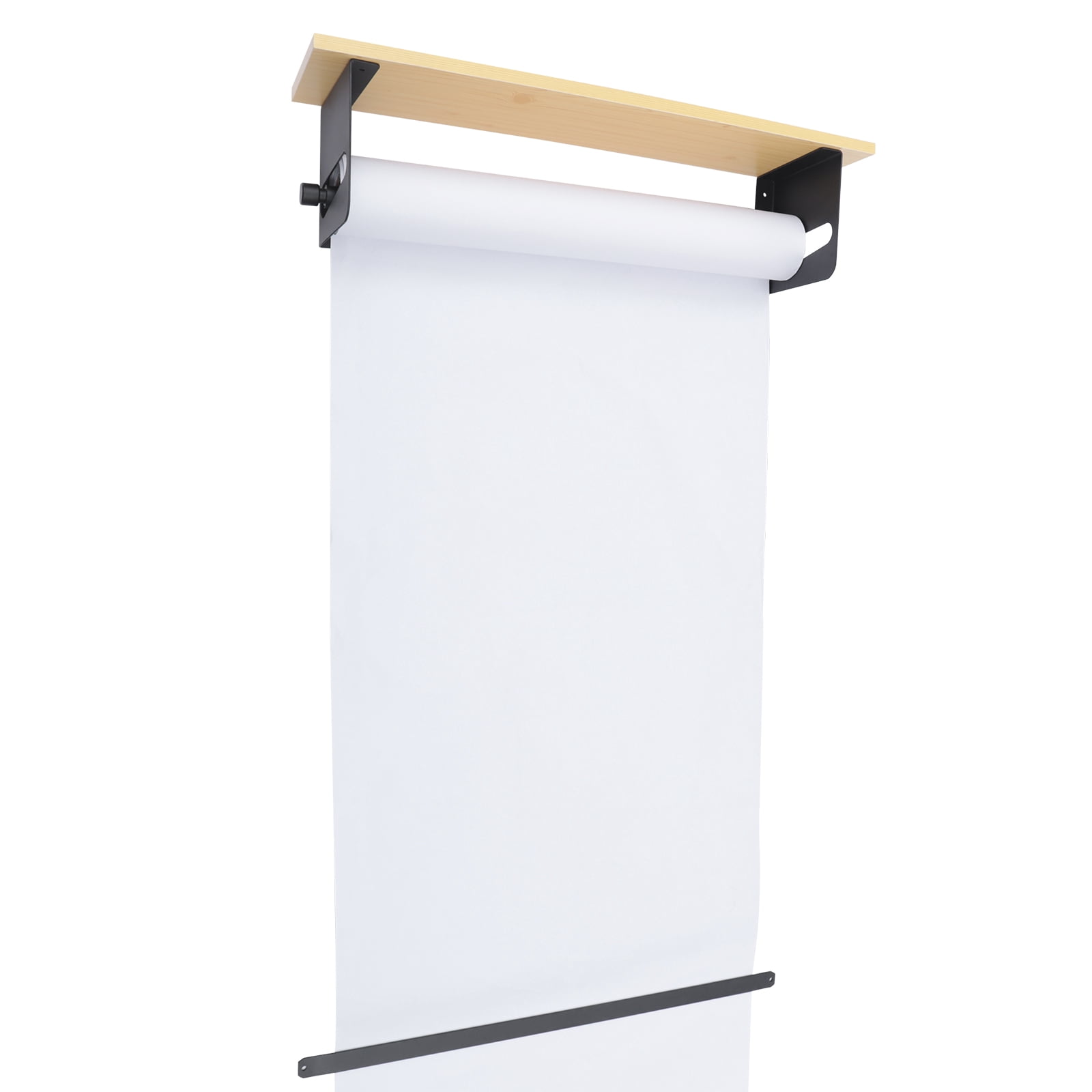 24'' Paper Roll Cutter Wall Mounted Kraft Paper Dispenser Cutter Wood Floating Shelf
