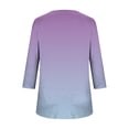 thumbnail image 6 of Jsaierl Tops for Women 3/4 Sleeve Summer Crew Neck Shirts Boho Gradient Petite Pleated Blouses Going Out Cotton T-shirts Top S-2XL, 6 of 7