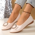 thumbnail image 5 of Womens Pointed Toe Ballet Flats with Sparkle Buckle, Slip On Comfortable Non-Slip Dress Shoes for Women, Beige,Size 9.5, 5 of 9