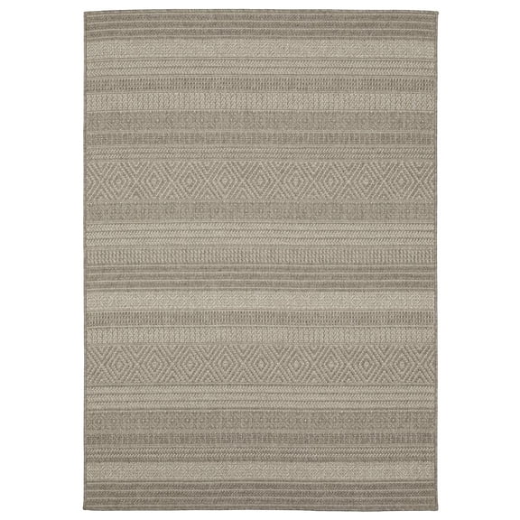 Oriental Weavers Caicos Indoor/Outdoor Rug - CA06A - 6'7" x 9'2" - in Gray/ Light Gray - Classic Casual Style, Water, Stain and Fade Resistant, Hose Clean, Patio, Outdoor Living Area Rug
