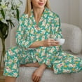 thumbnail image 6 of Honeii SHIBA WITH FLORAL print Women's Pajama Sets Long Sleeve Button Down Sleepwear Nightwear Soft Pjs Lounge Sets-, 6 of 7