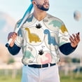 thumbnail image 6 of Daiia Cute Dinosaurs Mens Baseball Jersey Button Down Shirts Short Sleeve Sports Uniforms-Large, 6 of 9