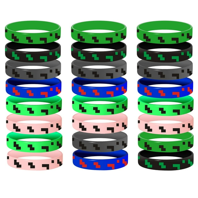 Pulseras de silicona con diseño pixelado para niños, 24 piezas Ayinhov