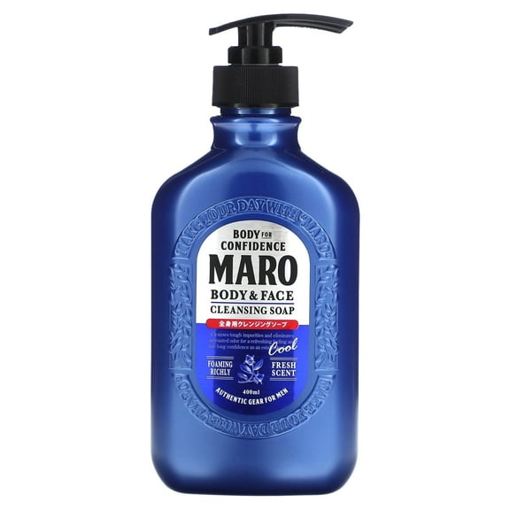 MARO Body & Face Cleansing Soap, Cool, Fresh, 13.5 fl oz (400 ml), Maro
