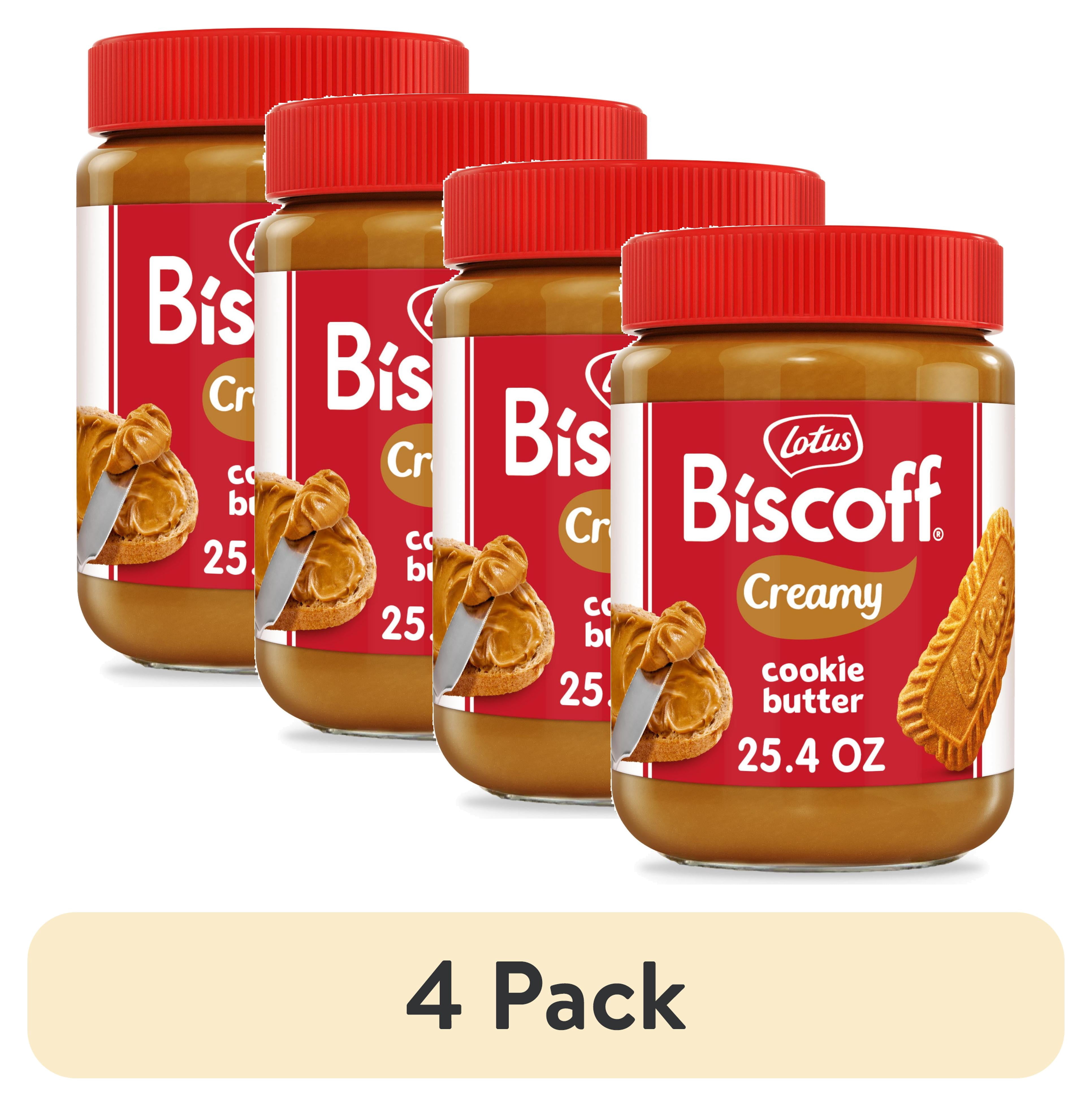 (4 pack) Lotus Biscoff Creamy Cookie Butter, Nut-Free Spread, 25.4oz, Value Size