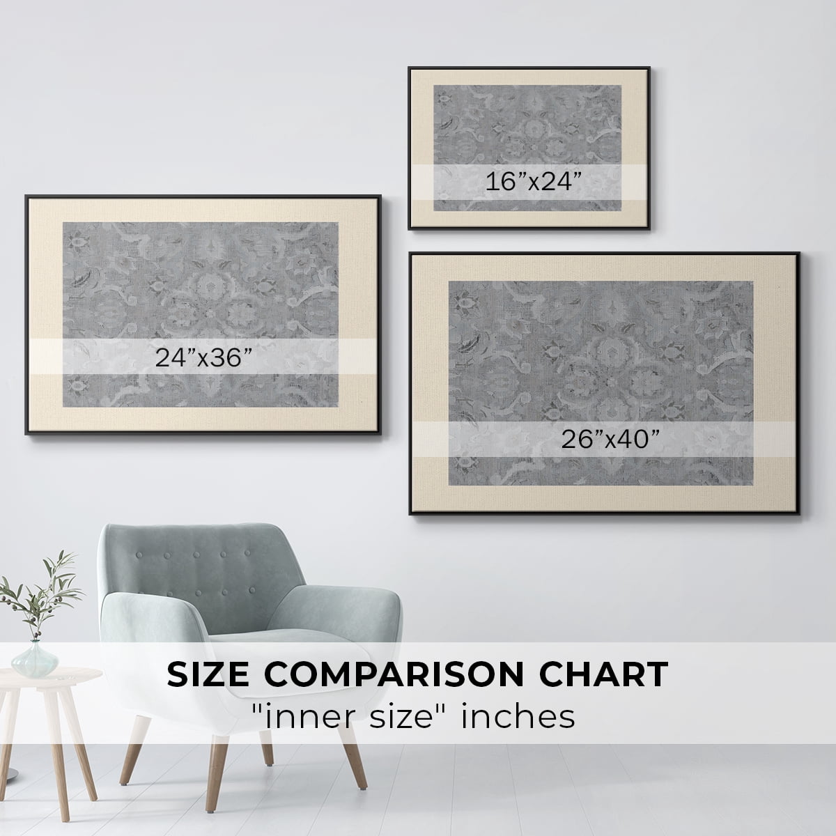 Vintage Abstract Print-I Framed in Black Wood Gallery Wrapped Canvas 25 in. x 37 in.