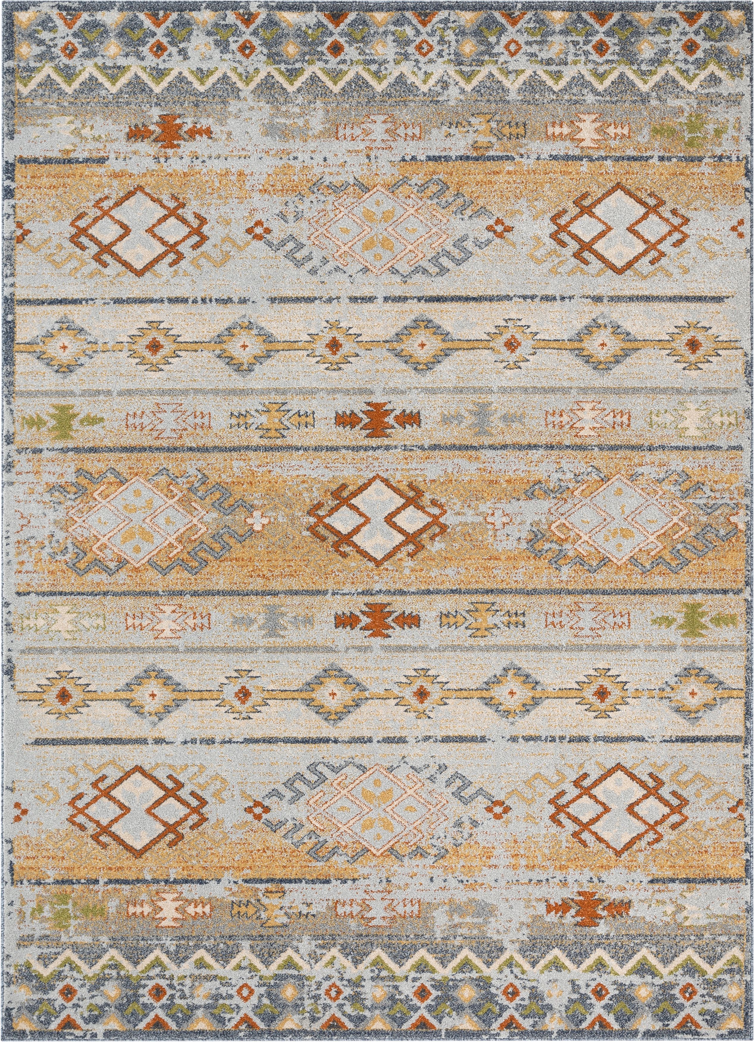 Well Woven Omaha Alu Vintage Distressed Tribal Modern Global Cream 5'3" x 7'3" Area Rug