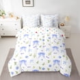 thumbnail image 2 of Homewish Cute Cartoon Bowknot 7-Piece Bedding Comforter Set,Kawaii Floral King Bedding Sets,Blue White Green Bed Sheets For Girls Teens,Luxury Bedroom Decor Reversible, 2 of 8
