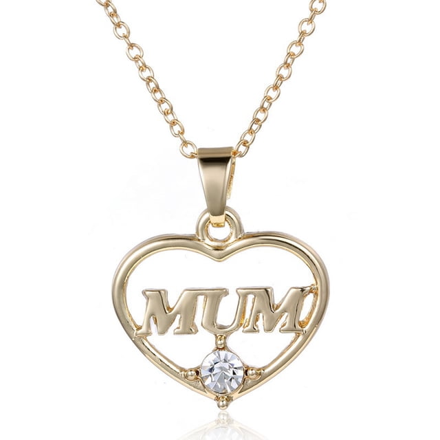 Collar con colgante de diamantes de imitación estilo mamá para mujer (dorado)