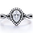 thumbnail image 1 of JeenMata Anillo de Compromiso con Halo Milgrain de Moissanita de Corte Pera de 1,75 Quilates, Cuerpo Retorcido Infinito, Pavé en Baño de Oro Negro de 18 K sobre Plata, 1 of 6