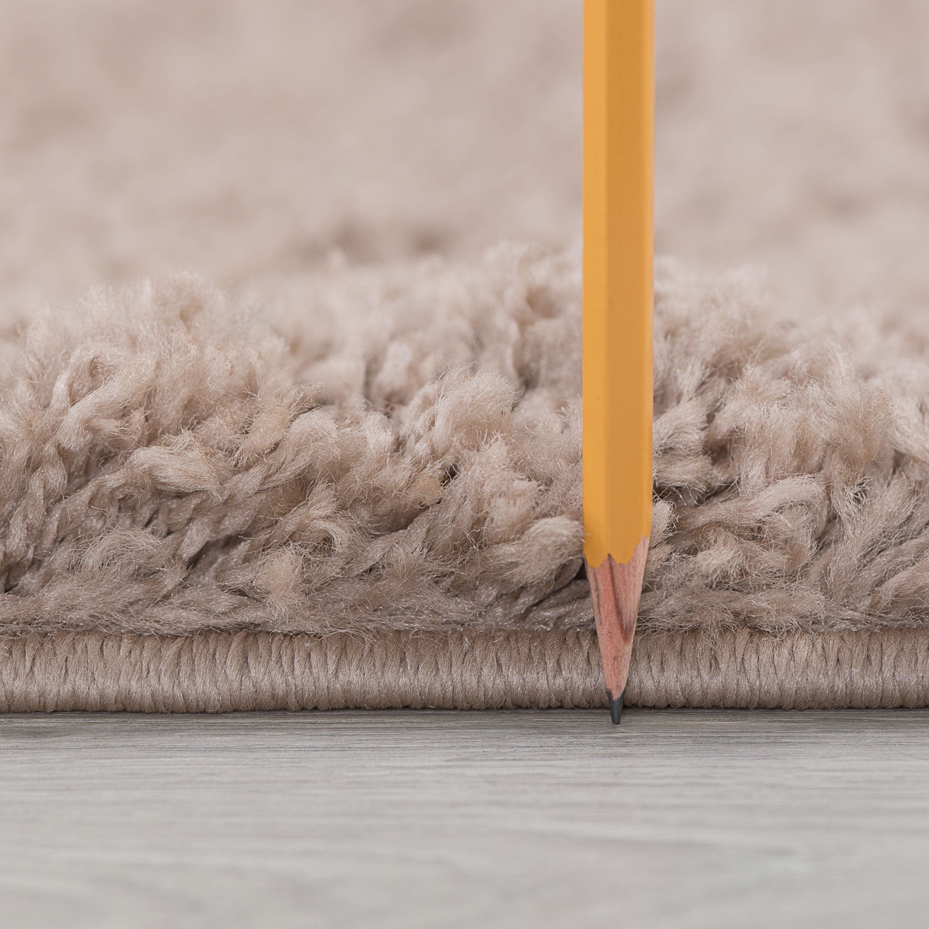Transitional 3x5 Area Rug Shag Thick (3'3'' x 5') Solid Tan Indoor Rectangle Easy to Clean