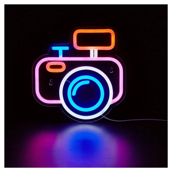 Camera LED Neon Sign Neon Signs For Wall And Table Decor, Light Up Signs For Bedroom Kids Room Bar Wedding Party Decoration 22.7cm×23.2cm