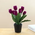 thumbnail image 3 of FaLX Simulation Potted Plants Non-fading Not Withered Realistic Decorate Faux Silk Flower Nine Head Artificial  Tulip Bonsai for Desktop, 3 of 8