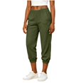 thumbnail image 2 of Womens Linen Cropped Jogger Pants Elastic Drawstring Waist Casual Summer Trousers with Pockets Lightweight Lounge Pants, 2XL, 2 of 8