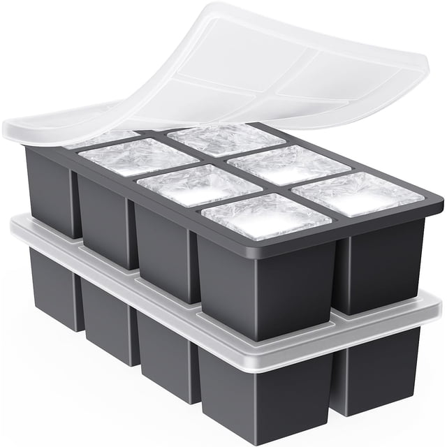 Cubetera de hielo grande cubos cuadrados 2 pulgadas silicona para whisky cócteles