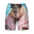 thumbnail image 4 of Lsque Mens Swim Trunks Island Vacation Guinea Pig Pattern - Bathing Suit Compression Liner - Beach Swim Shorts Swimwear - (S-3XL) - Stretch Quick Dry -Large, 4 of 9