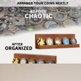 thumbnail image 5 of Atsknsk Challenge Coin Holder Wall Mount, Solid Wood Military Coin Rack Display Shelf, Single Row Army Coin Stand for Coin Collection, Set of 3, Walnut, 5 of 6