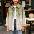 thumbnail image 4 of XUNKUSGA Girls Gradient Shirts Lightweight Loose Button Down Shirts for Girls Casual Collared Long Sleeve Shirts Jacket with Pocket for School Daily Streetwear 5-15Y, 4 of 8
