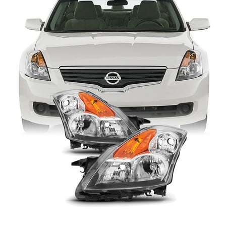 - Fits 2007 2008 2009 Altima 4Dr Sedan Clear Headlights Headlamps Replacement Set