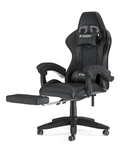 Bigzzia Gaming Chair Pu Leather Office Chair with Ergonomic Lumbar Pillow,  Reclining Racing Game Chair Backrest and Seat Height Adjustable Swivel  Recliner,Esports Chair with Headrest 