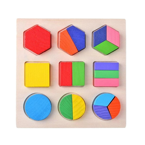 Puzle Montessori de formas geométricas de madera, ladrillos matemáticos para clasificar, juego educativo para el aprendizaje preescolar, juguetes para bebés y niños pequeños