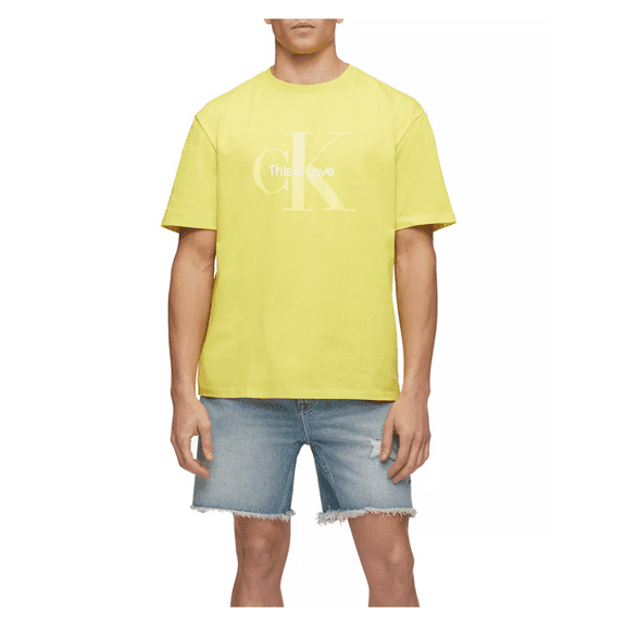 Calvin Klein Men's Pride Logo-Print T-Shirt,Citrina,S