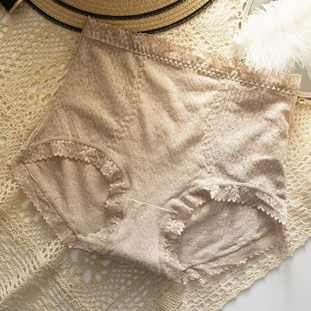 

PEASKJP Bikini Underpants for Women Tummy Control Women s Seamless Hipster Panties Invisible High Waist Comfort Ladies Bikini Underwear Khaki L