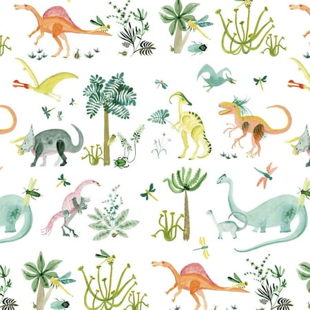 REVEL & Co PresNok Dinosaurs Birthday Giftwrap Paper - Six Flat Folded Sheets 19.5x27 Inches, Decorative Paper for Dinosaur Wrapping Paper or Art Projects
