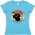 thumbnail image 3 of Inktastic Drum Set Retro Drummer Sunset Women's V-Neck T-Shirt, 3 of 5