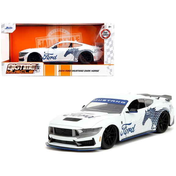 2024 Ford Mustang Dark Horse White with "Mustang Horse Graphics" "Bigtime Muscle" Series 1/24 Diecast Model Car by Jada