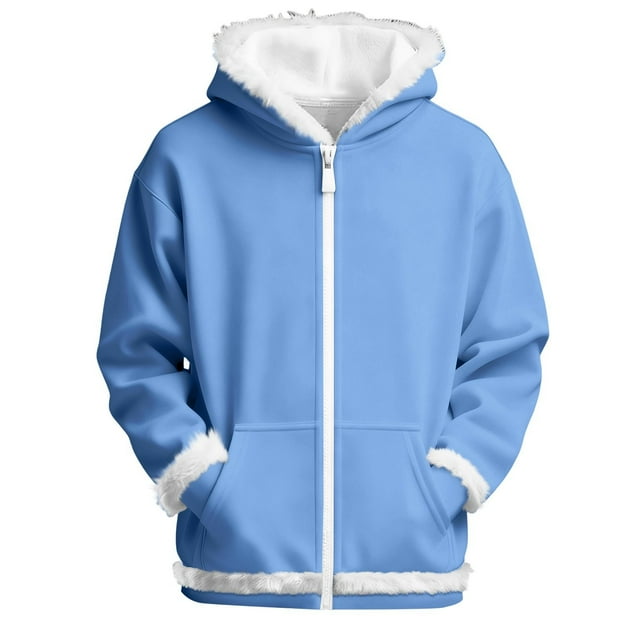 Chandail à Capuchon Bleu Violet pour Femmes Hommes Femmes Automne Hiver Couleur Unie Veste Décontractée Poches Fermeture Éclair Chandail Molletonné Chandails à Col Rond pour Hommes