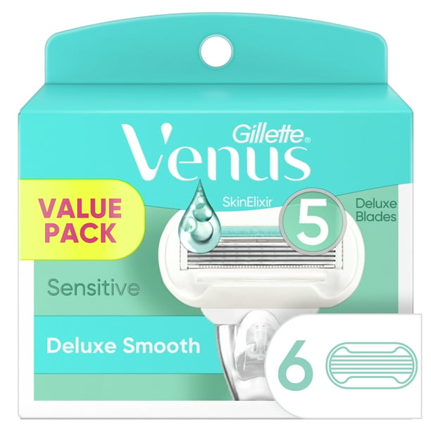Gillette Venus Deluxe Smooth Sensitive Womens Razor Blade Refills, 6 ct