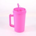thumbnail image 5 of 32 FL OZ MAINSTAYS DOUBLE WALL PLASTIC PINK TUMBLER WITH HANDLE & STRAW, 5 of 5