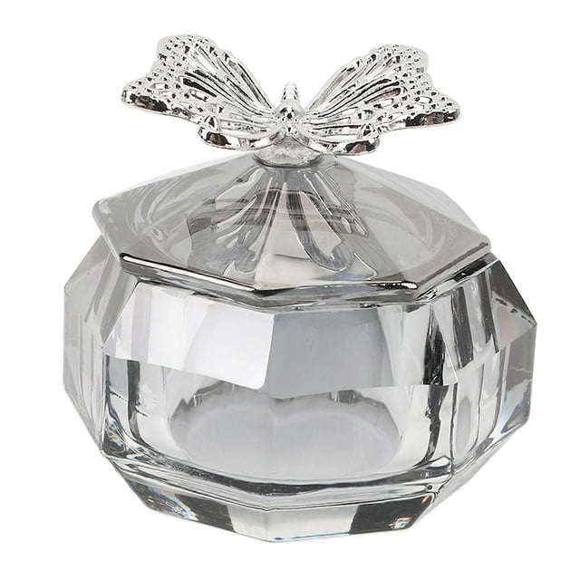Clear Glass Nail Art Cup Large Capacity Multifunctional with Alloy Lid for Liquid Jewelry Display