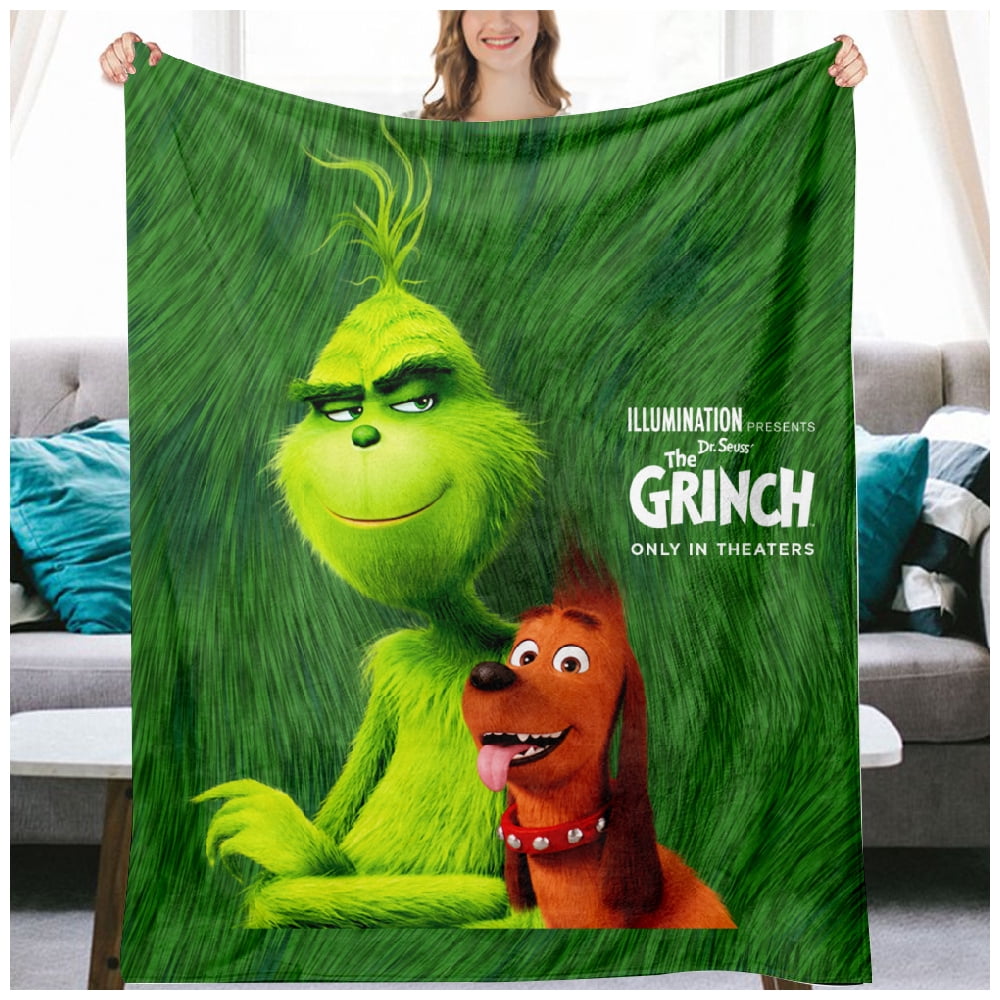 Couverture Grinch Noël 3D – Flanelle Polaire Douce – 150x200 Cm – Pour Canapé, Lit, Maison – Cadeau D’anniversaire Ou Fêtes