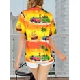 thumbnail image 2 of HAPPY BAY Women's Button Down Blouses Casual Summer Beach Party Blouses Shirt Tropical Blouse Short Sleeve Button up Hawaiian Dresses for Women S Holiday Tribal, Yellow, 2 of 6