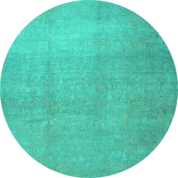 Ahgly Company Indoor Round Abstract Turquoise Blue Contemporary Area Rugs, 6' Round