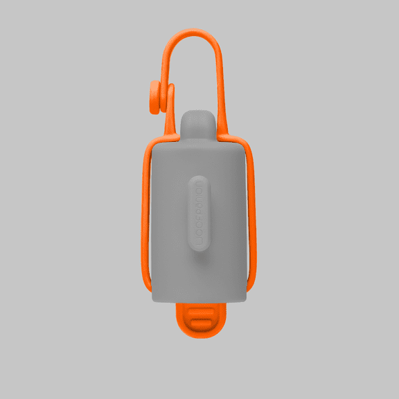 Woofpanion Dog Poop Bag Dispenser with 15 Unscented Waste Bags, Gray and Orange