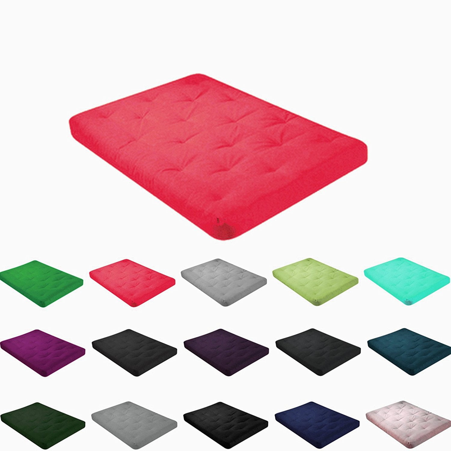 4" All Cotton Futon Mattress With Cover Full Size Red