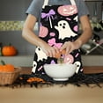 thumbnail image 5 of Spooky Print Kitchen Apron - Adjustable Halloween Cooking Apron Full Coverage Protective Smock Craft Painting Baking Bib(Black Pink), 5 of 6